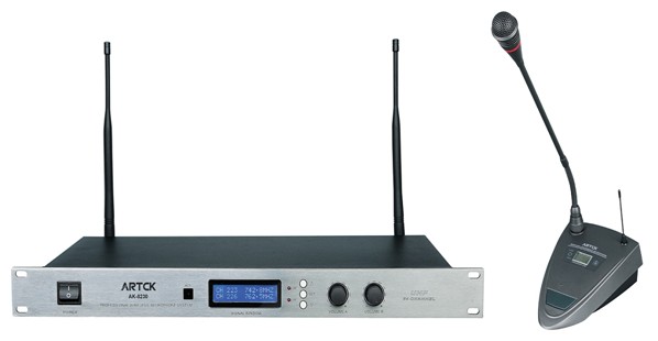 AK-8230 UHF 二通道红外对频无线会议话筒
